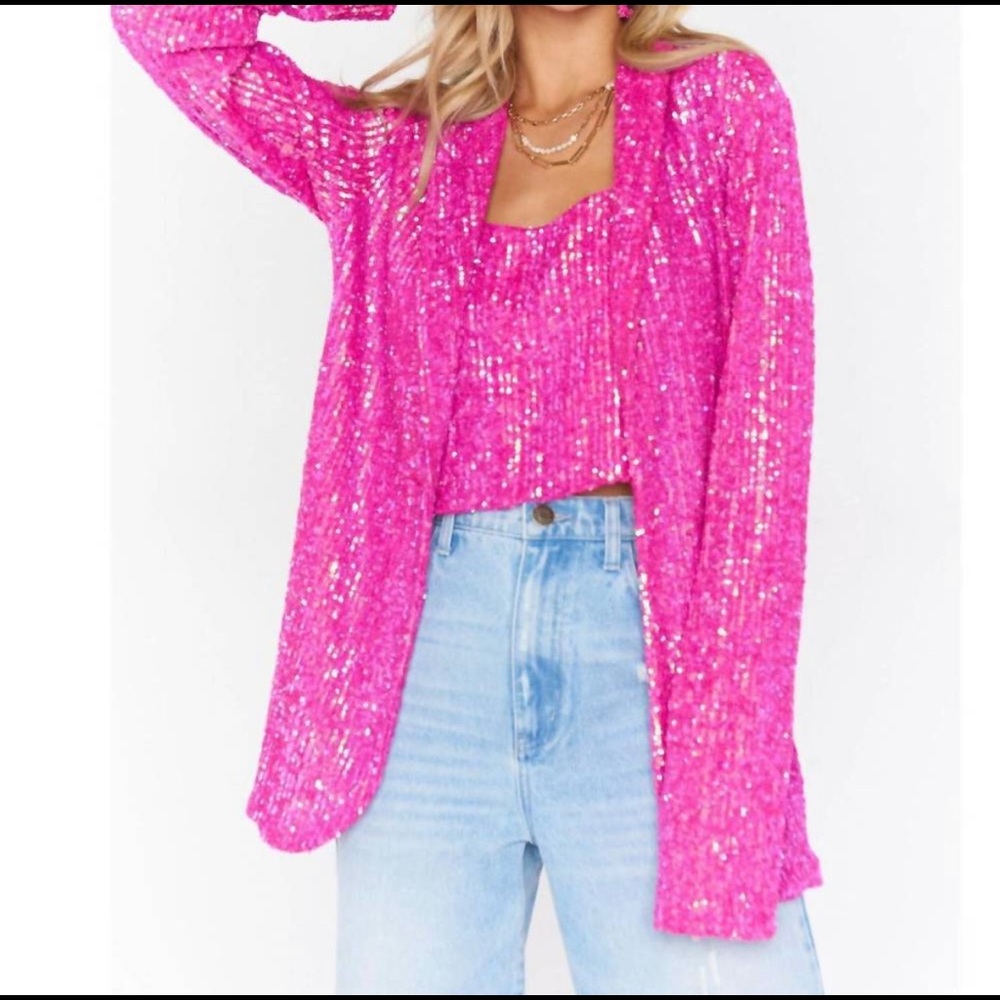 Show Me Your MuMu Bright Pink Sequin Blazer